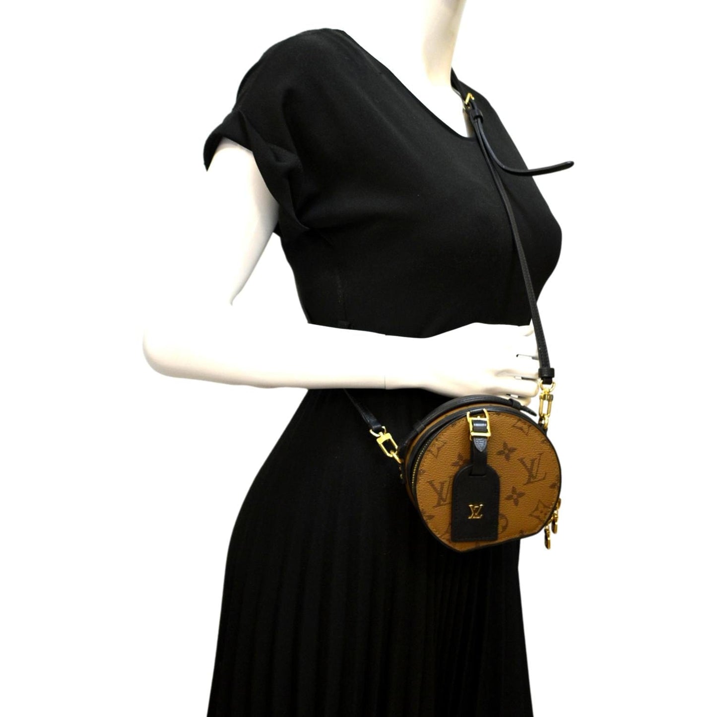LOUIS VUITTON Petite Boite Chapeau Reverse Monogram Canvas Shoulder Bag Brown