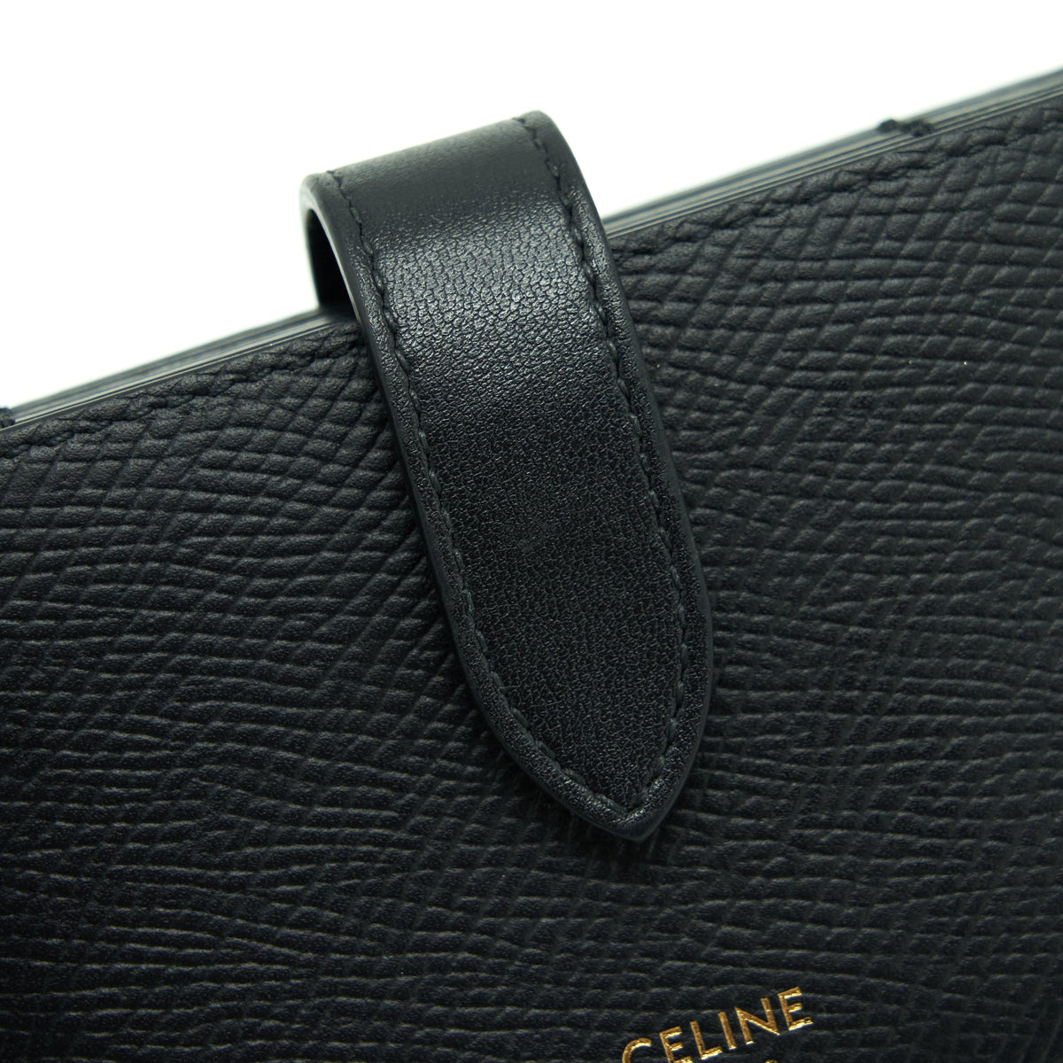 Celine Accordeon Card Holder Grained Calfskin Black