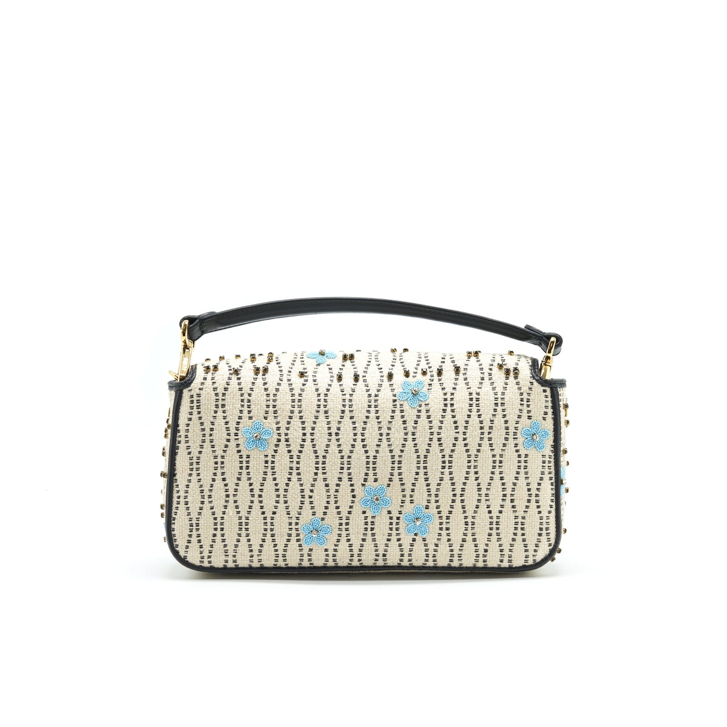 FENDI Baguette Iconic Medium White Raffia Bag Multicolor