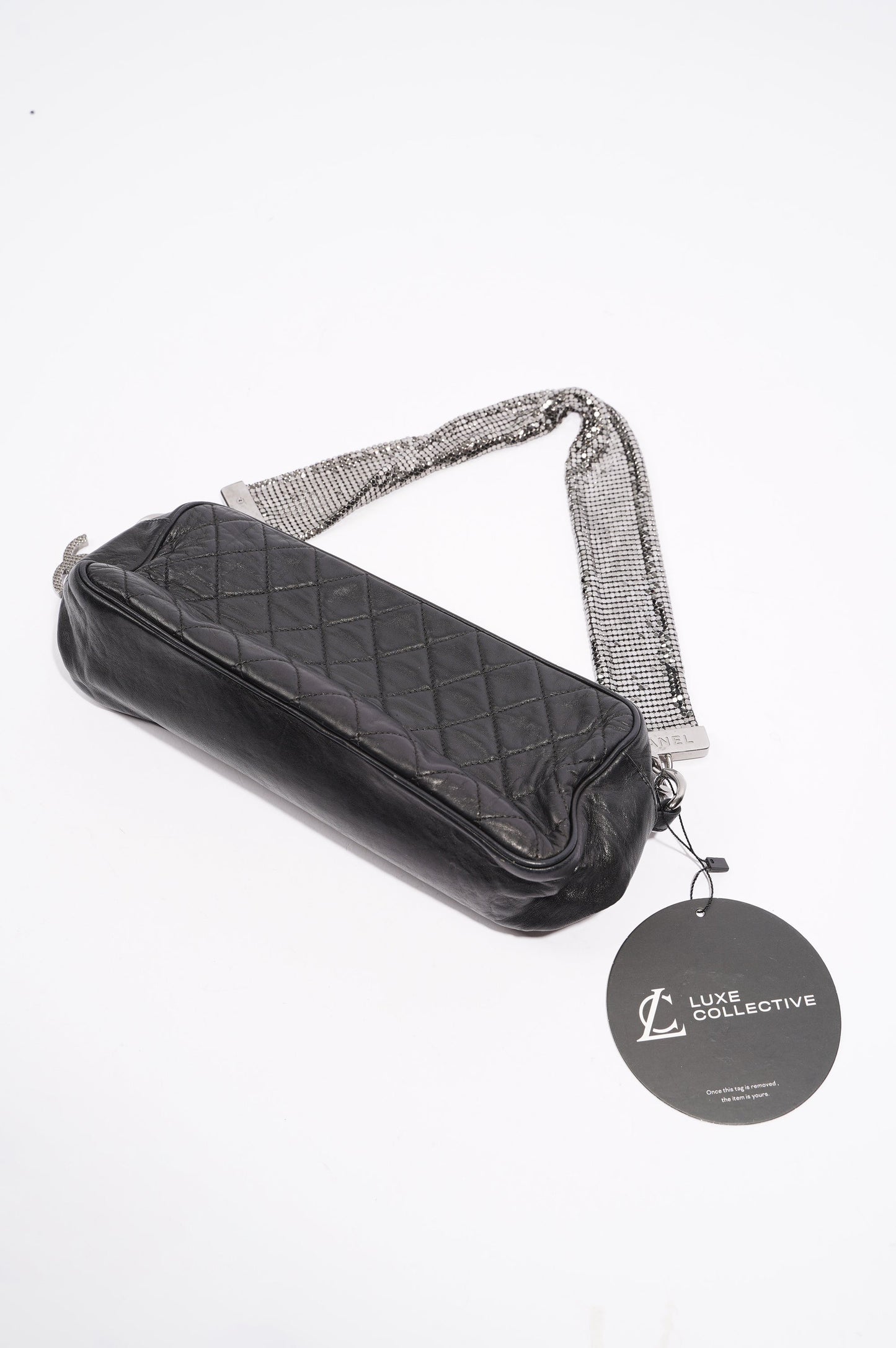Chanel Womens Lambskin Quilted Leather Shoulder Bag Black