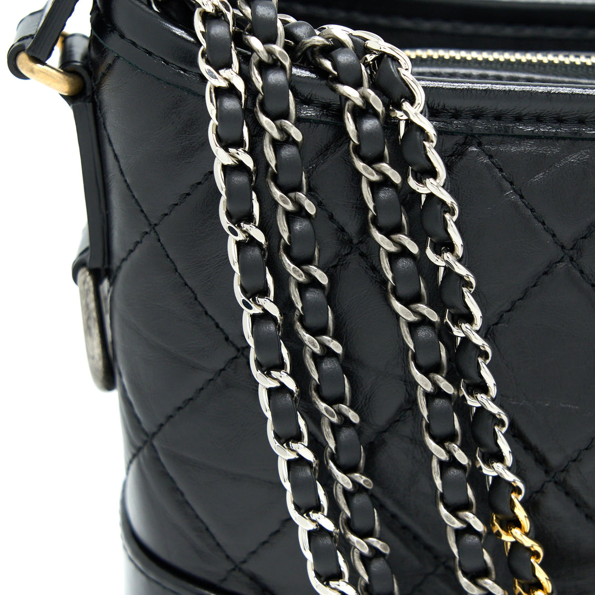 Chanel Small Gabrielle Hobo Bag Aged Calfskin Black Multicolour Hardware