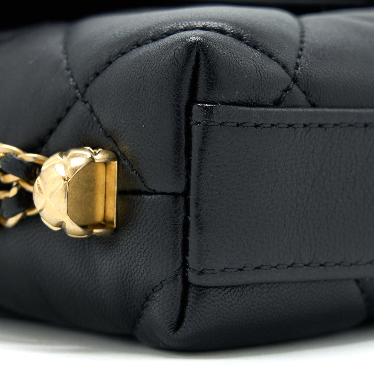 Chanel Quilted Detailed Logo Flap Bag Lambskin Black GHW (Microchip)