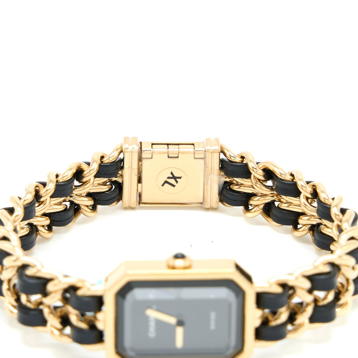 Chanel Size XL Premiere Edition Originale Watch Leather Chain Black Dial H6951