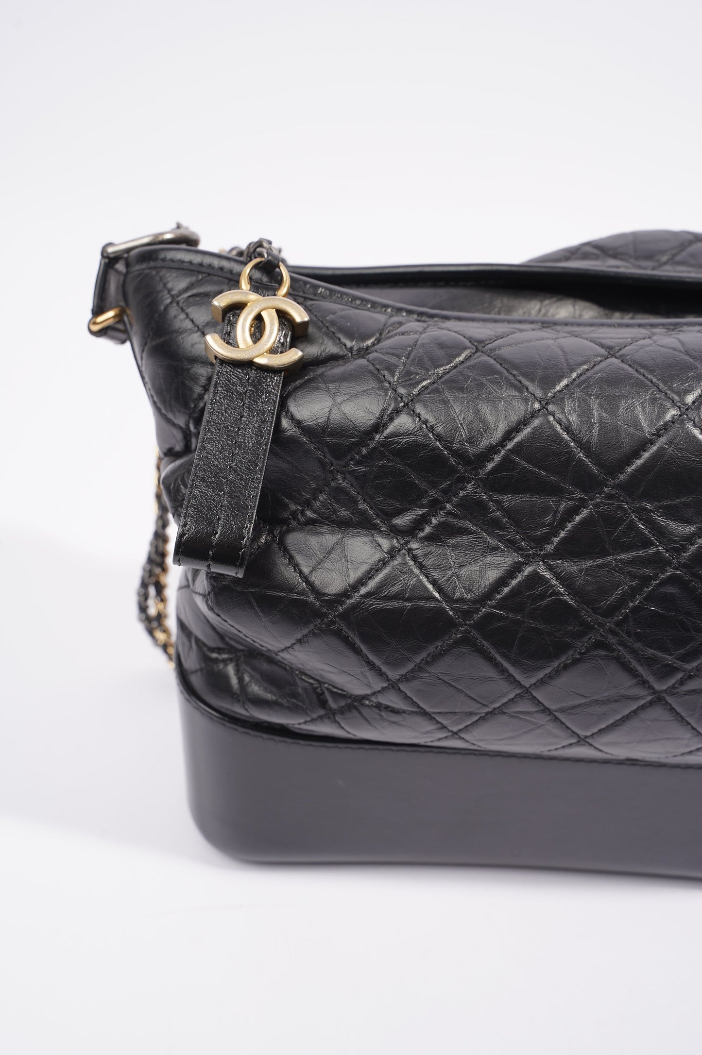 Chanel Womens Gabrielle Hobo Bag Black Lambskin Large