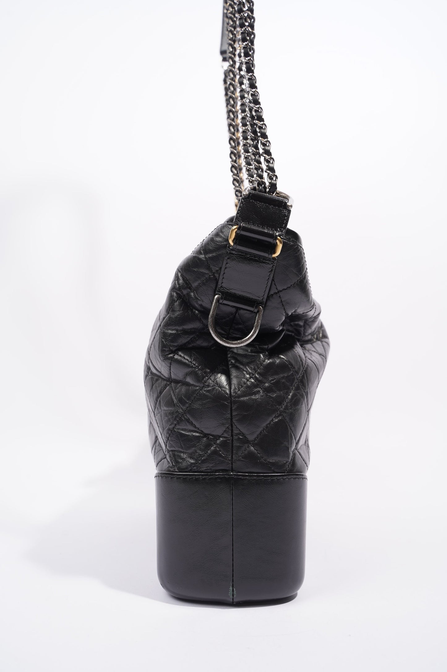 Chanel Womens Gabrielle Hobo Bag Black Lambskin Large