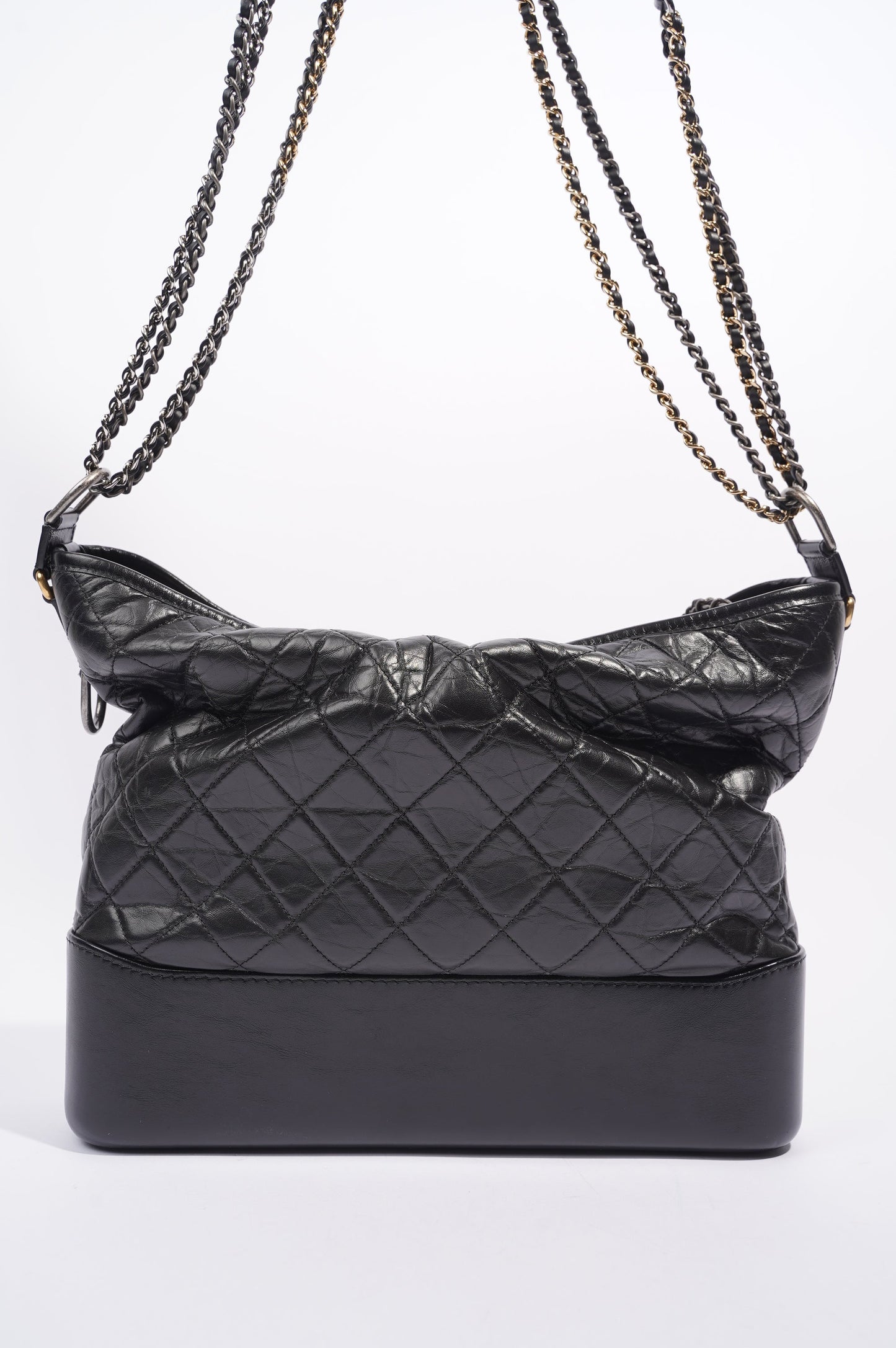 Chanel Womens Gabrielle Hobo Bag Black Lambskin Large