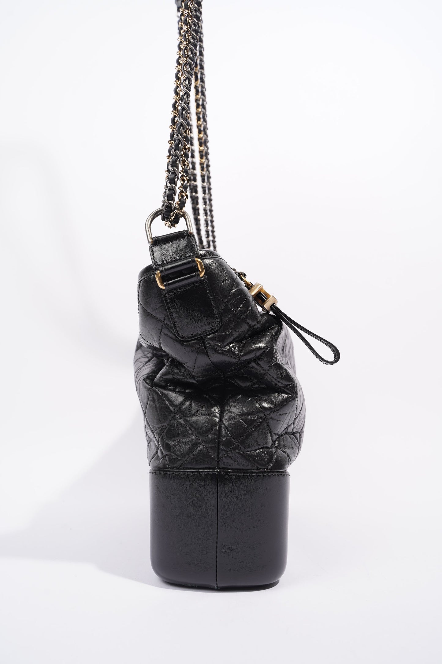 Chanel Womens Gabrielle Hobo Bag Black Lambskin Large