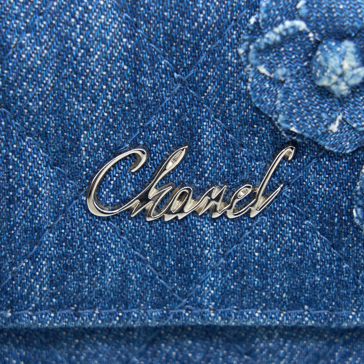 Chanel Flap  Holder Camellia Denim Blue SHW