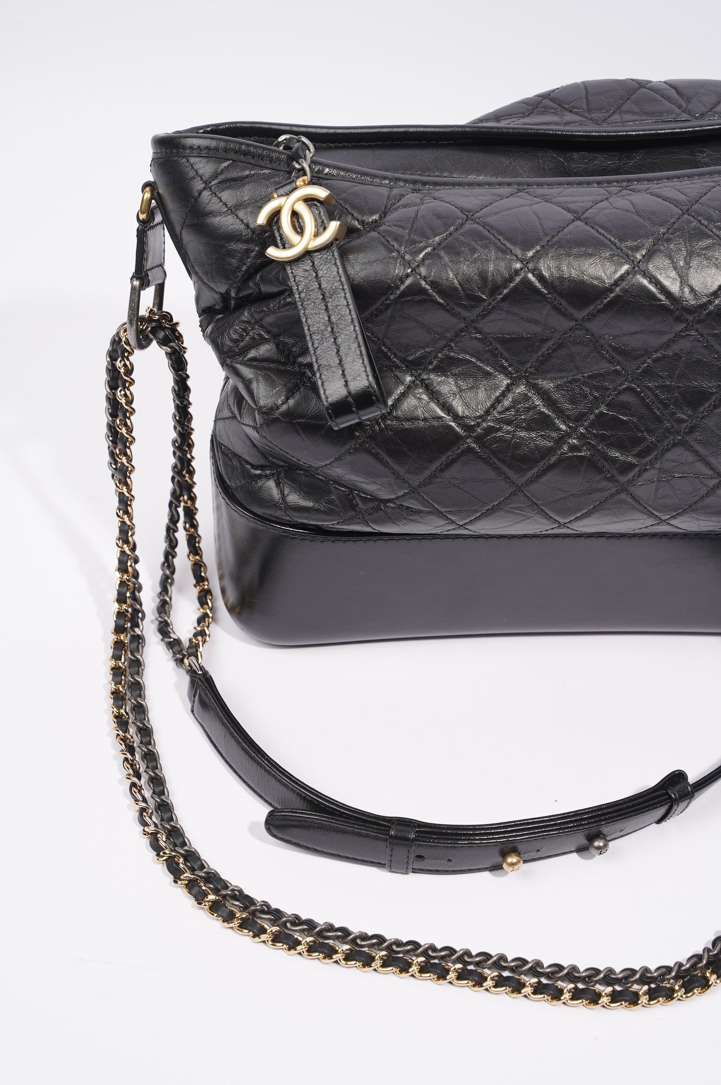 Chanel Womens Gabrielle Hobo Bag Black Lambskin Large