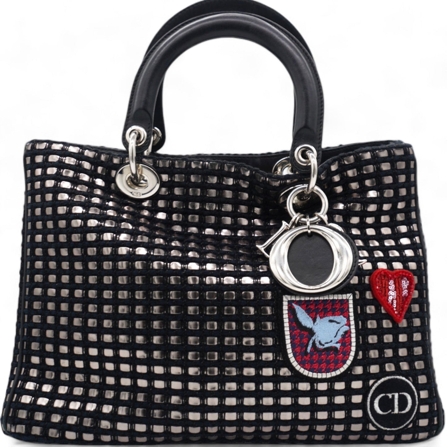 Dior Metallic Tweed Small Diorissimo Black Silver
