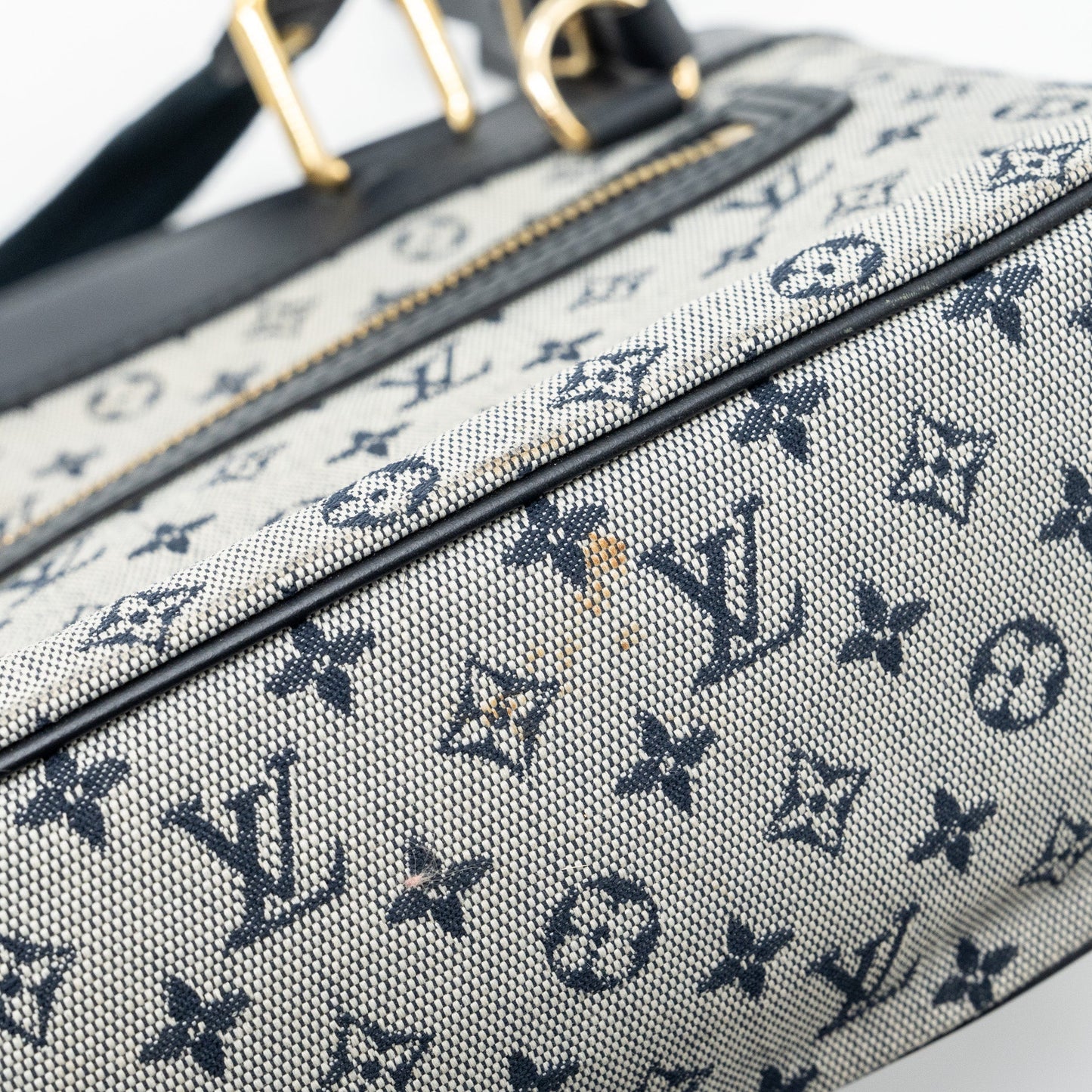Louis Vuitton vintage zip tote bag fabric blue GHW