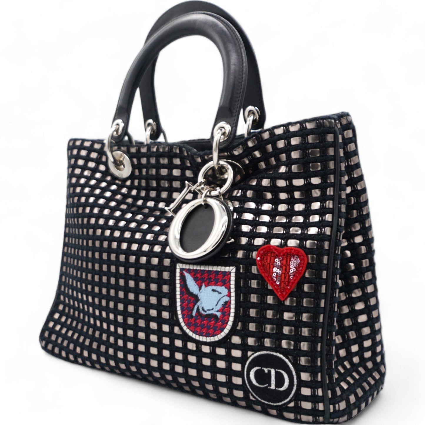 Dior Metallic Tweed Small Diorissimo Black Silver