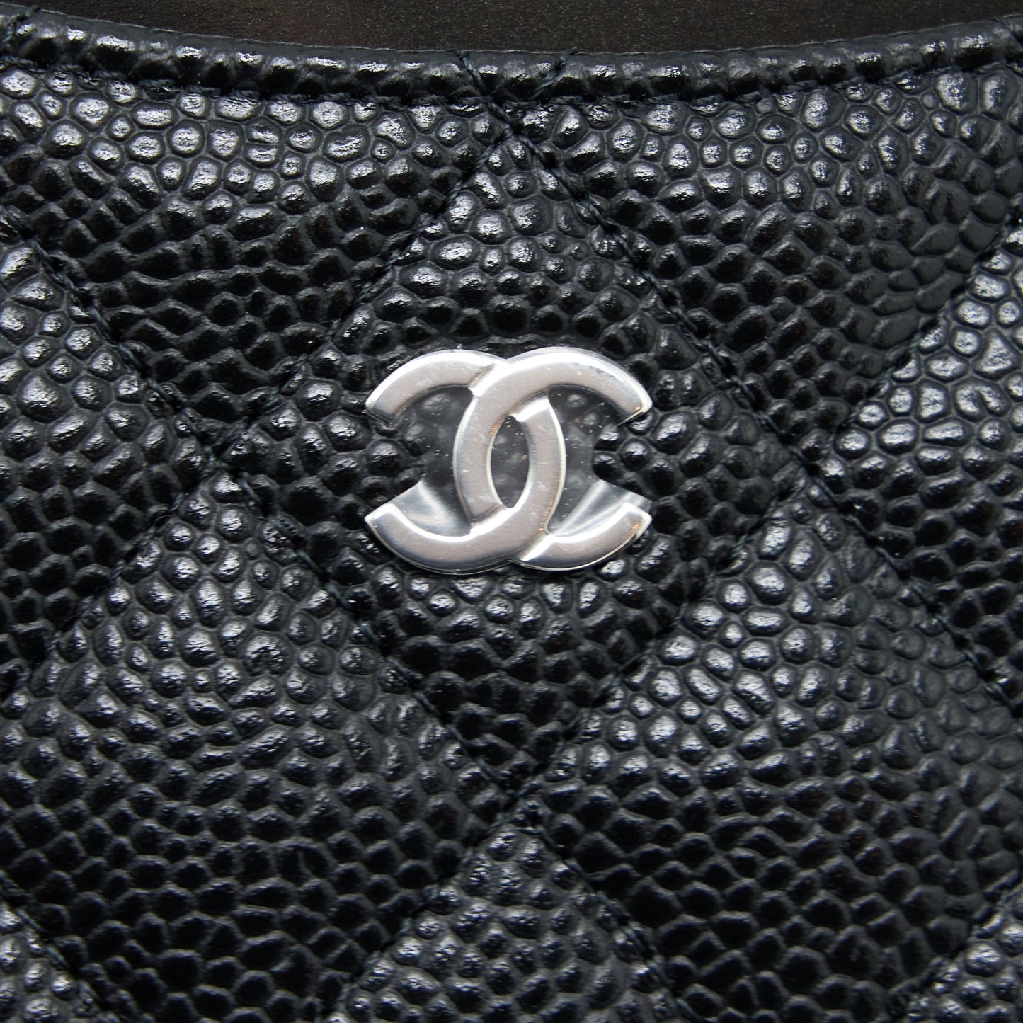 Chanel Classic  Holder Caviar Black SHW (Microchip)