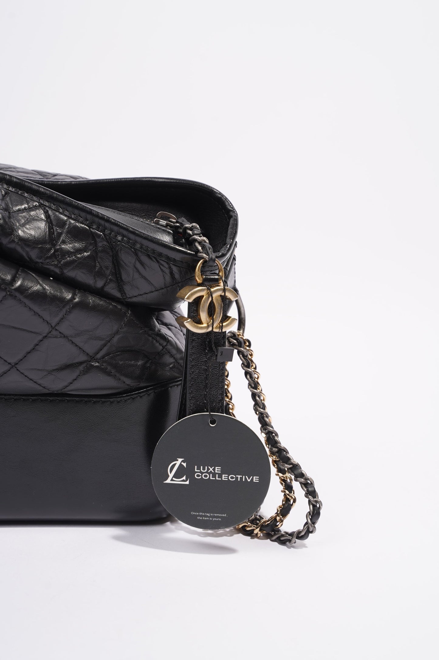 Chanel Womens Gabrielle Hobo Bag Black Lambskin Large