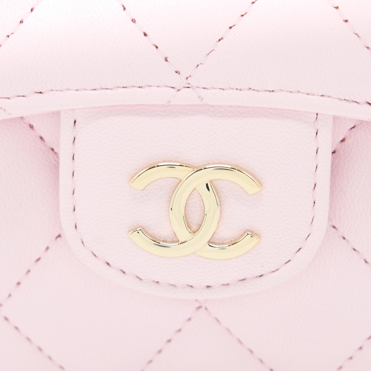 Chanel Top Handle Mini Flap Bag with Chain Lambskin Light Pink LGHW