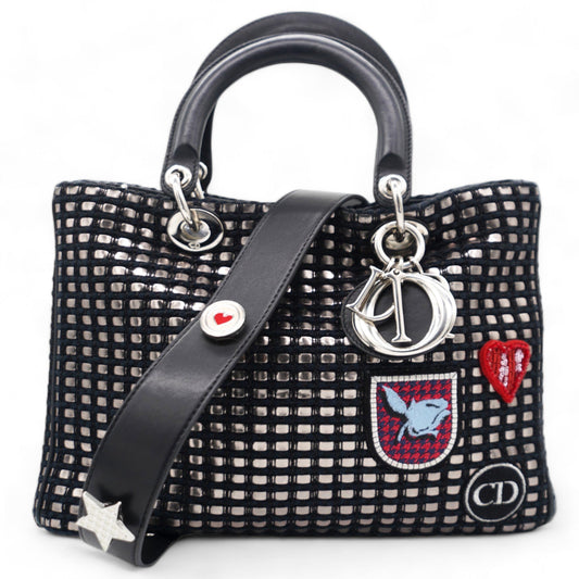 Dior Metallic Tweed Small Diorissimo Black Silver