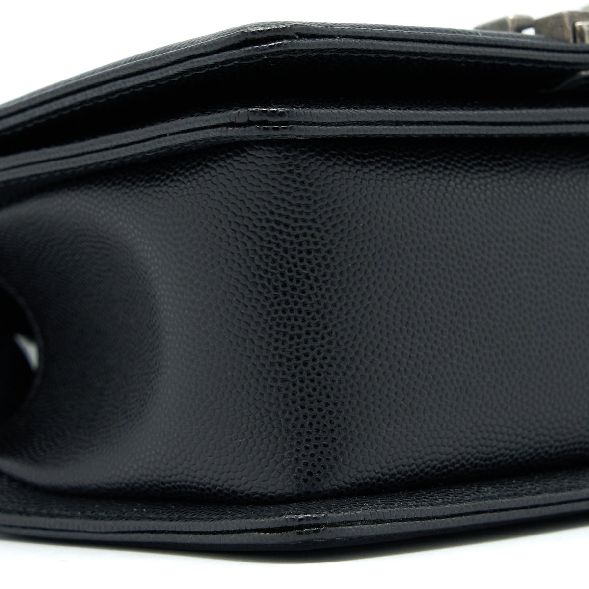 Chanel Small Boy Bag Caviar Black Ruthenium Hardware (Microchip)