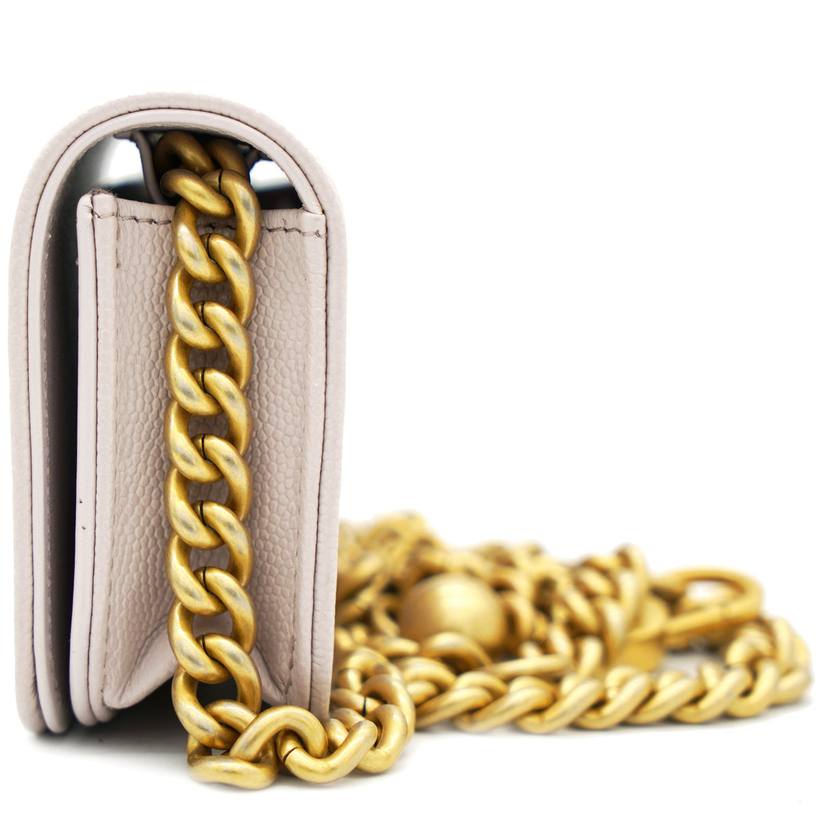 Chanel Pink Caviar Leather Boy Card Holder with Chain