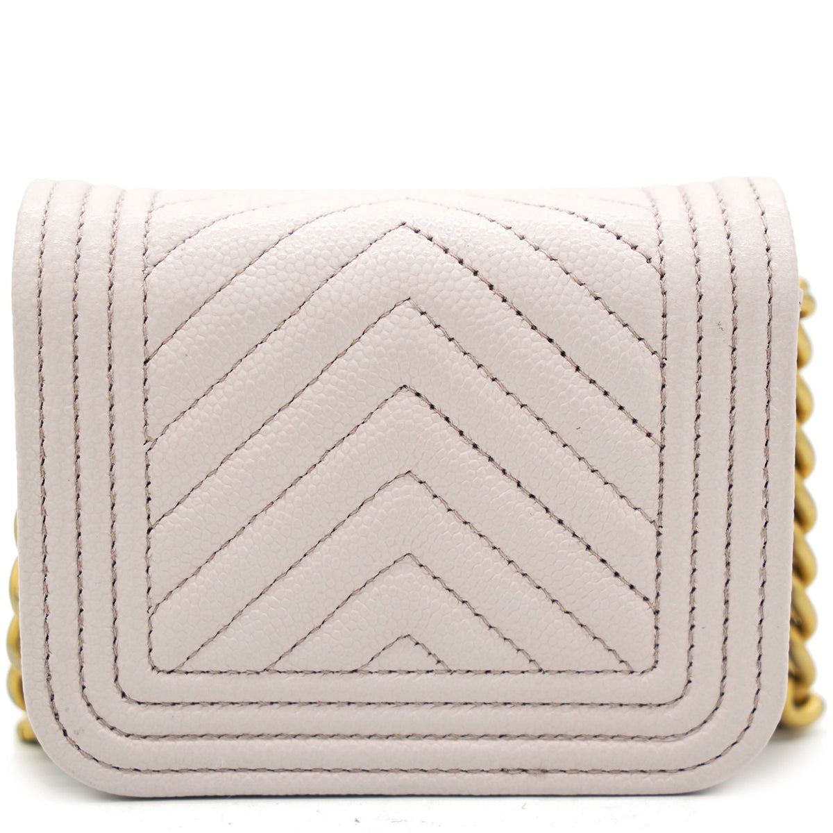 Chanel Pink Caviar Leather Boy Card Holder with Chain