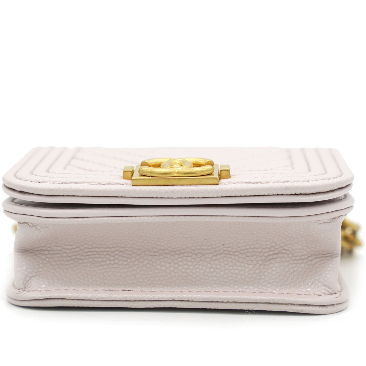 Chanel Pink Caviar Leather Boy Card Holder with Chain