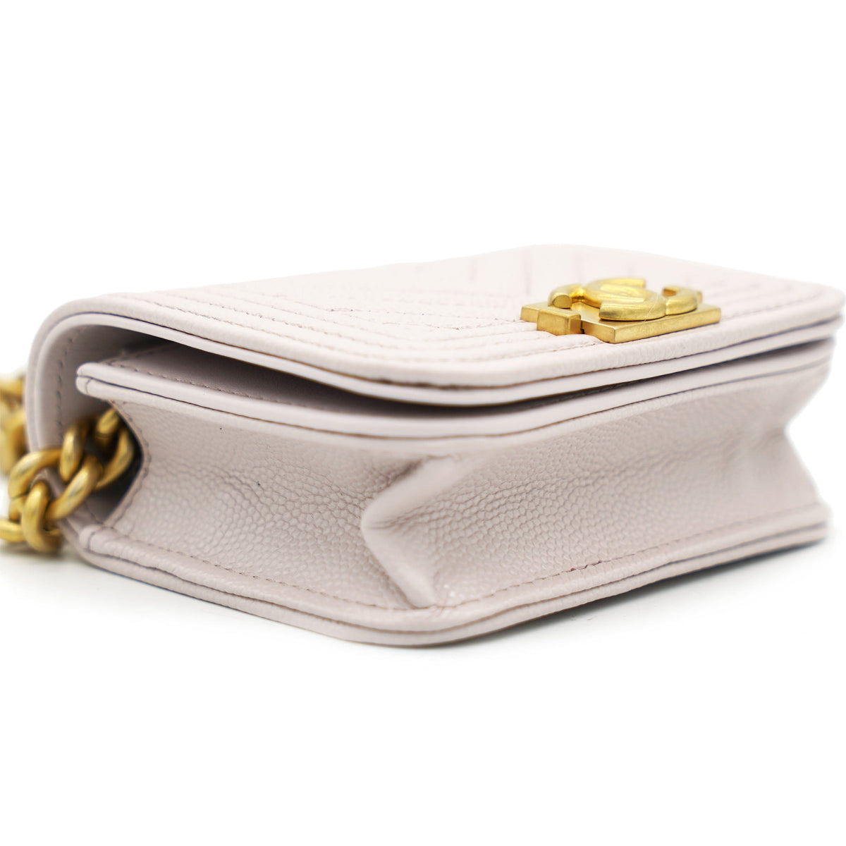 Chanel Pink Caviar Leather Boy Card Holder with Chain