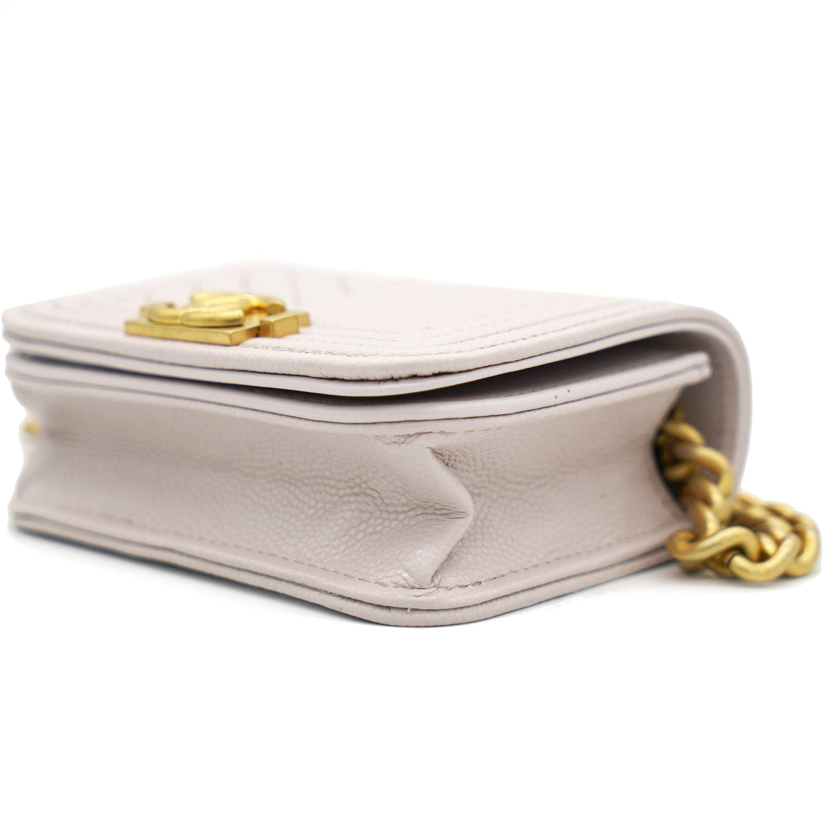 Chanel Pink Caviar Leather Boy Card Holder with Chain