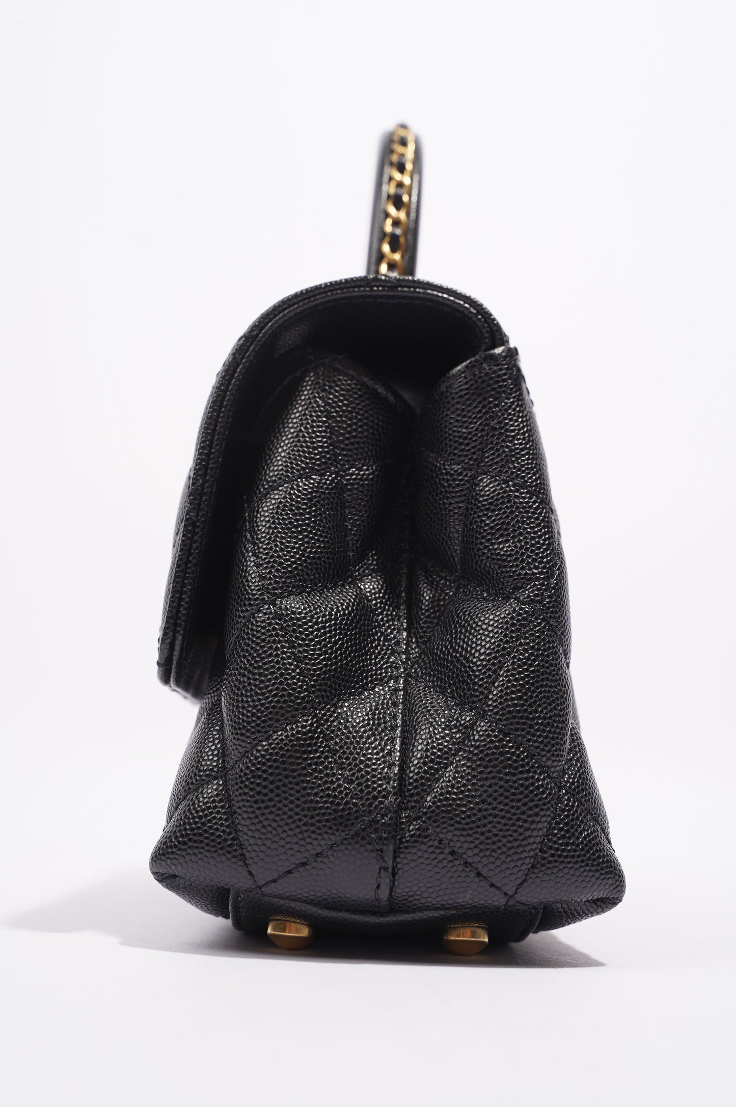 Chanel Womens Coco Top Handle Black Caviar Leather Small