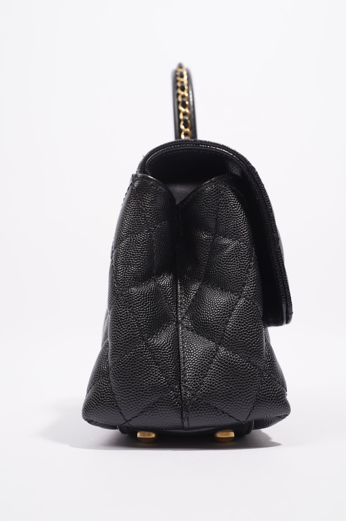 Chanel Womens Coco Top Handle Black Caviar Leather Small