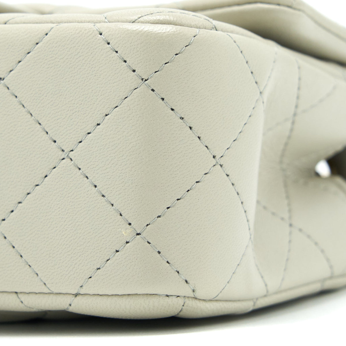 Chanel Mini Rectangular Flap Bag Lambskin Light Grey LGHW (Microchip)