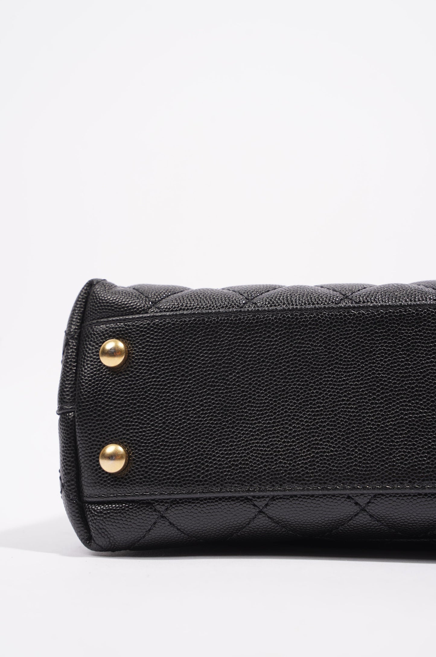 Chanel Womens Coco Top Handle Black Caviar Leather Small