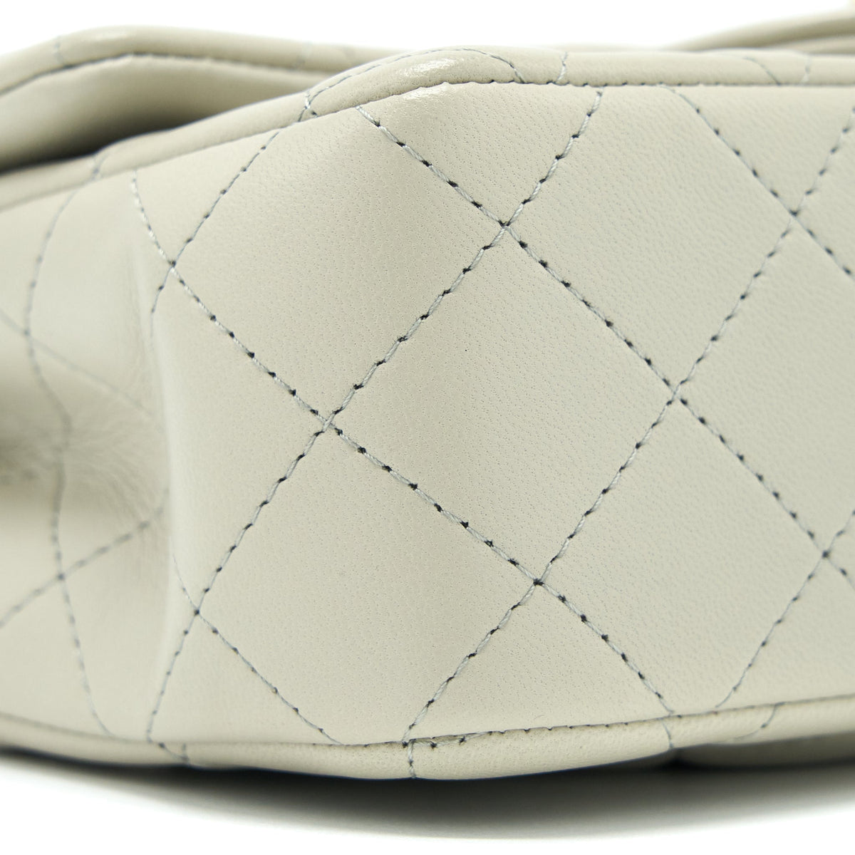 Chanel Mini Rectangular Flap Bag Lambskin Light Grey LGHW (Microchip)