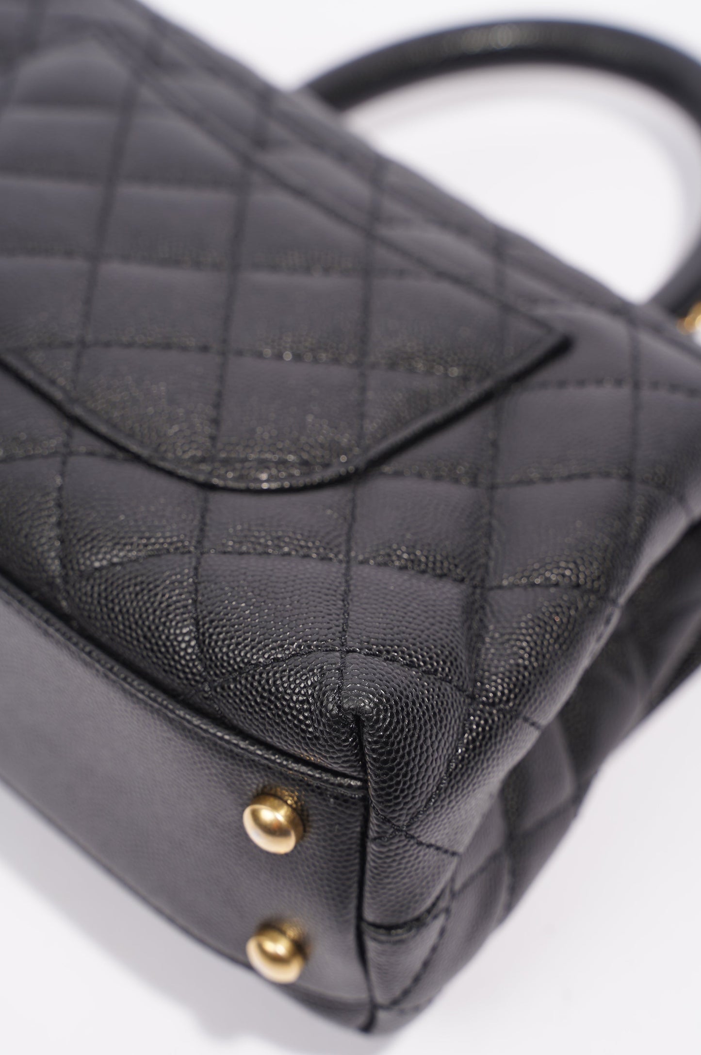 Chanel Womens Coco Top Handle Black Caviar Leather Small