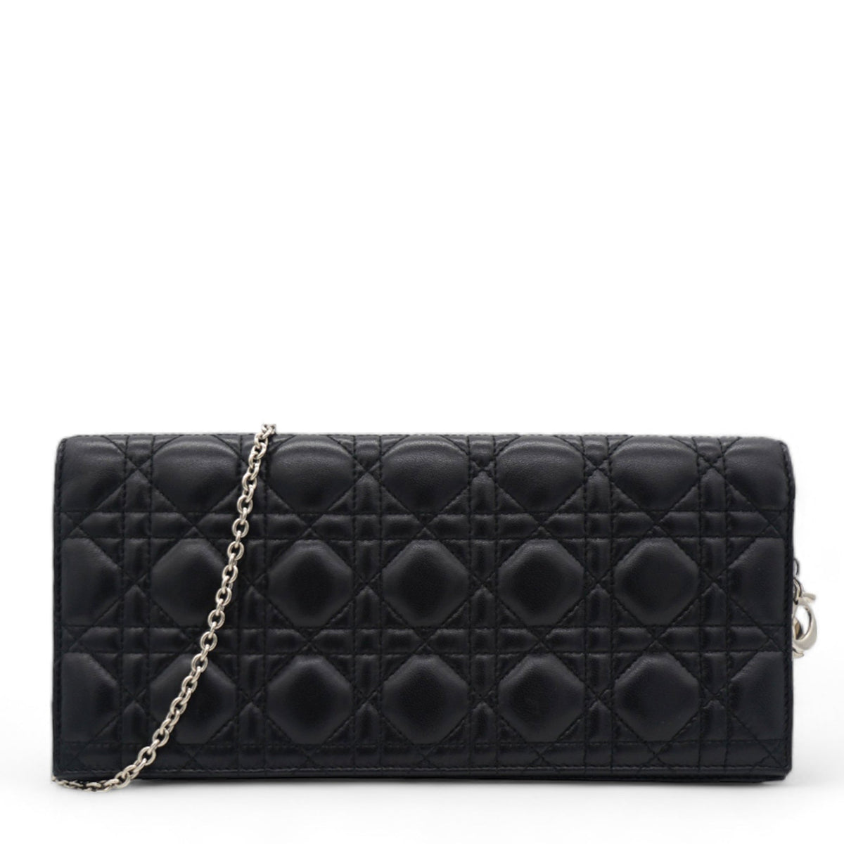 Dior Lambskin Cannage Large Lady Dior Convertible Clutch Black