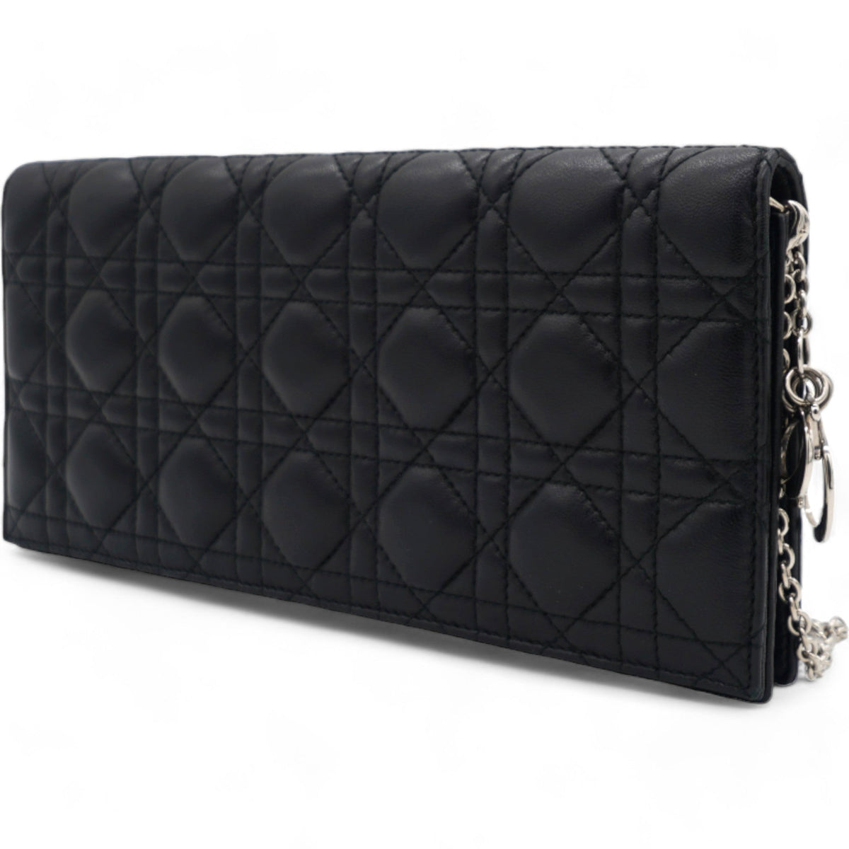 Dior Lambskin Cannage Large Lady Dior Convertible Clutch Black