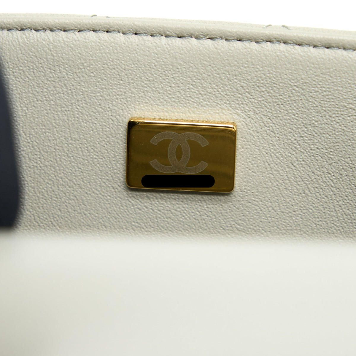 Chanel Mini Rectangular Flap Bag Lambskin Light Grey LGHW (Microchip)