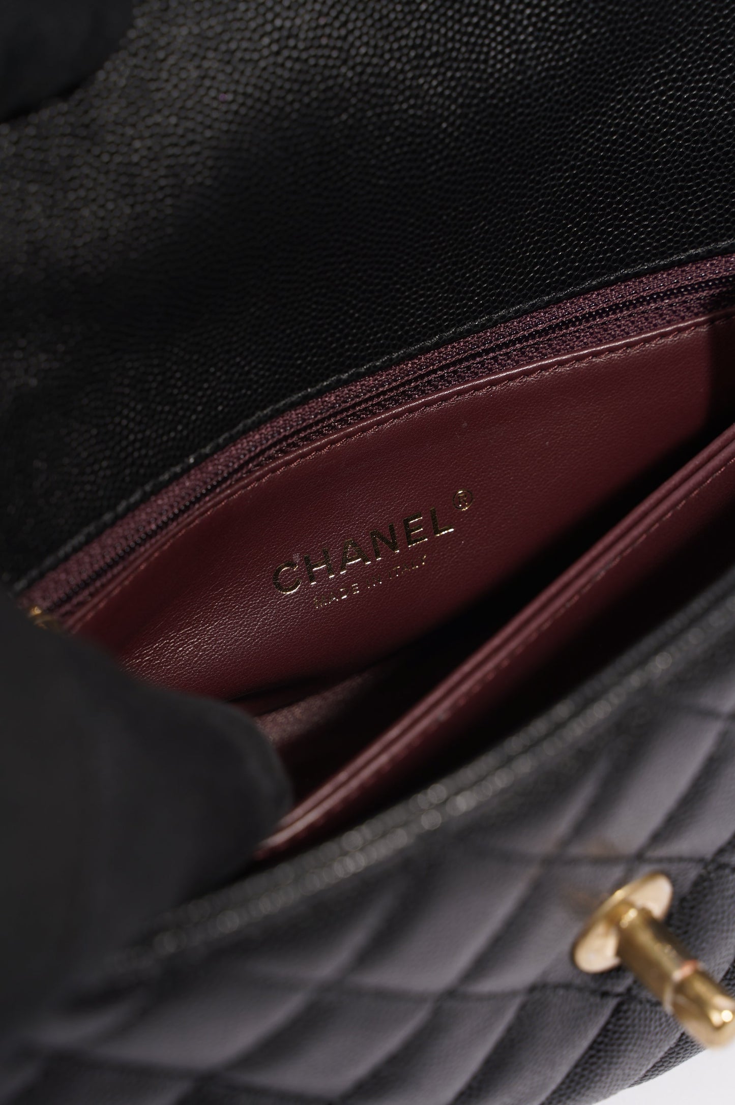 Chanel Womens Coco Top Handle Black Caviar Leather Small