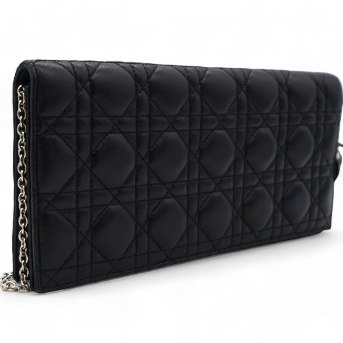 Dior Lambskin Cannage Large Lady Dior Convertible Clutch Black
