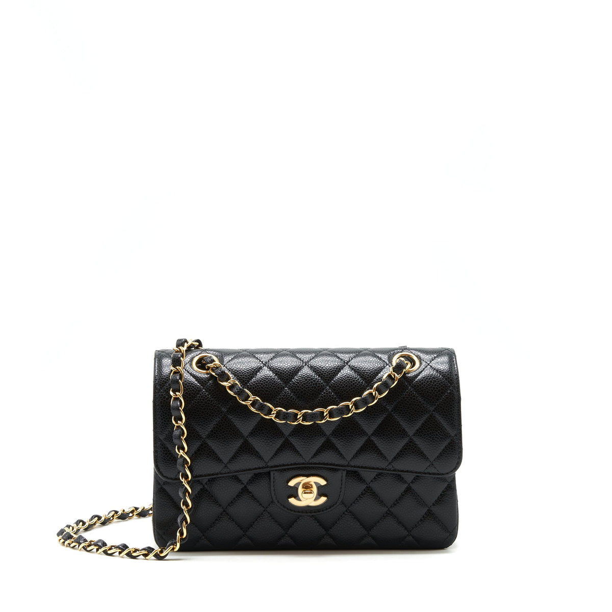 Chanel Small classic double Flap bag Caviar black GHW (microchip)