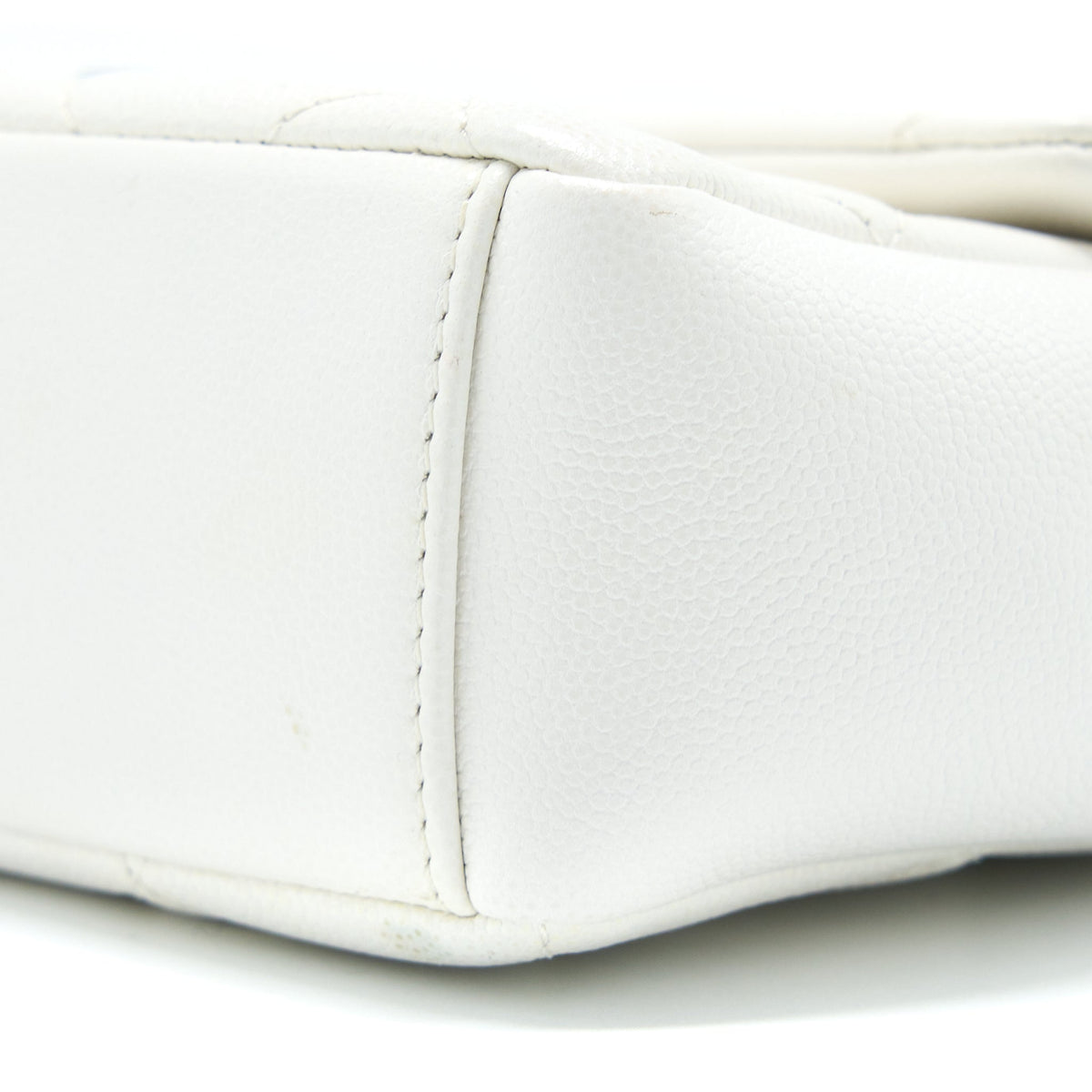 Chanel Seasonal Flap Bag Caviar White With Black Hardware