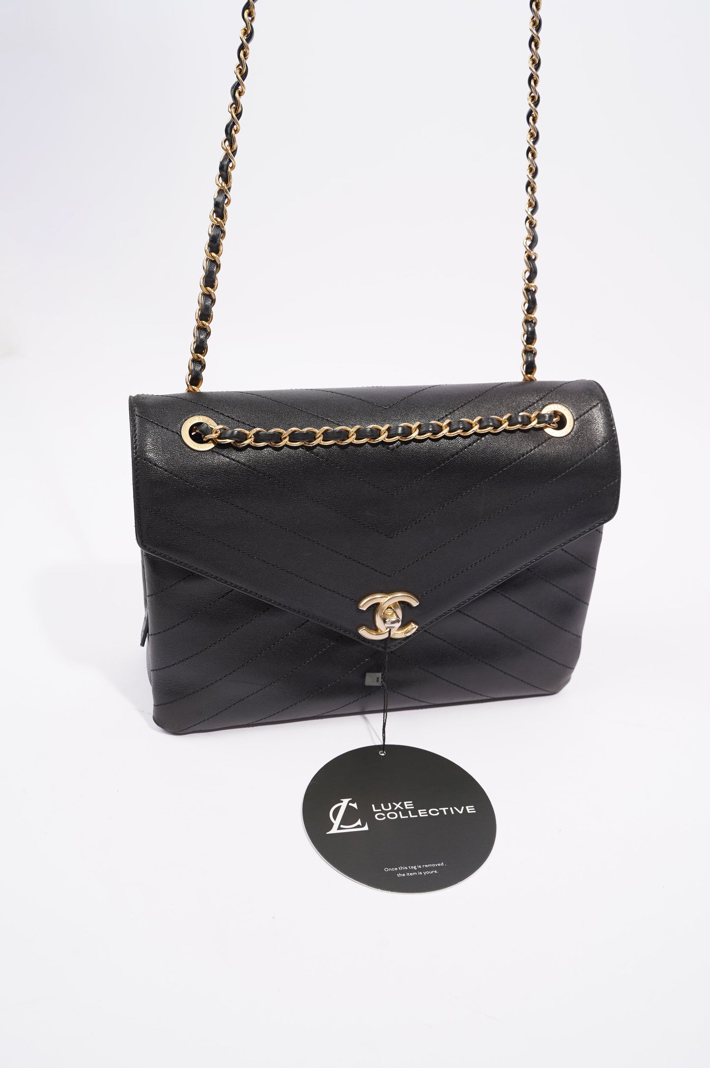 Chanel Womens Lambskin Crossbody Envelope Bag Black