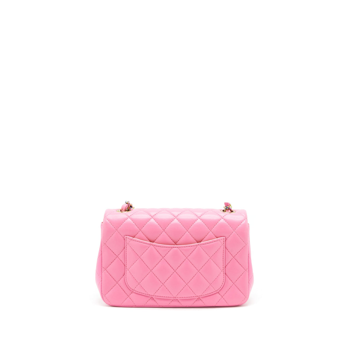 Chanel Mini Rectangular Flap Bag Lambskin Pink with Rainbow Hardware