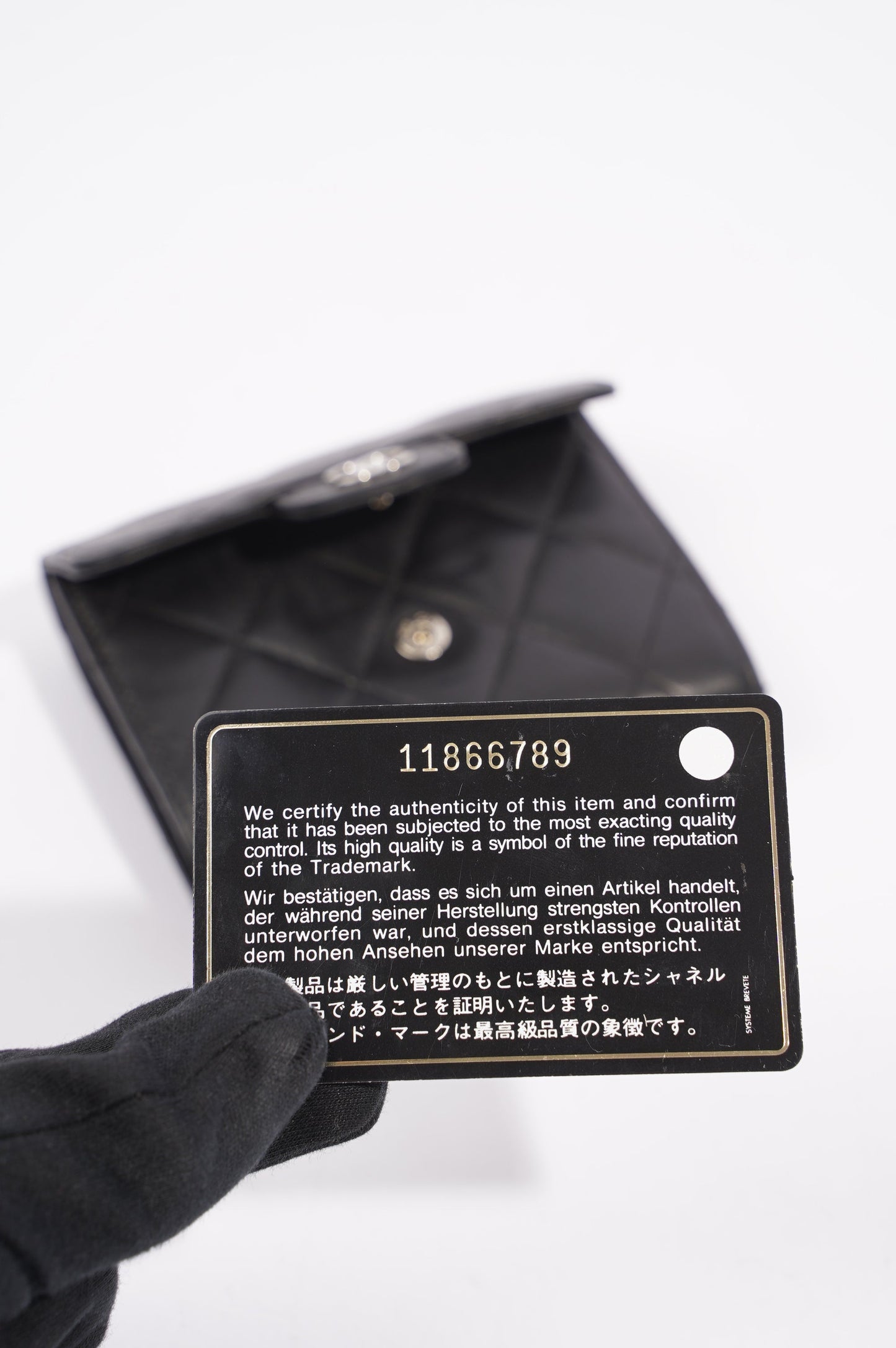 Chanel Womens Lamb Skin Wallet Black