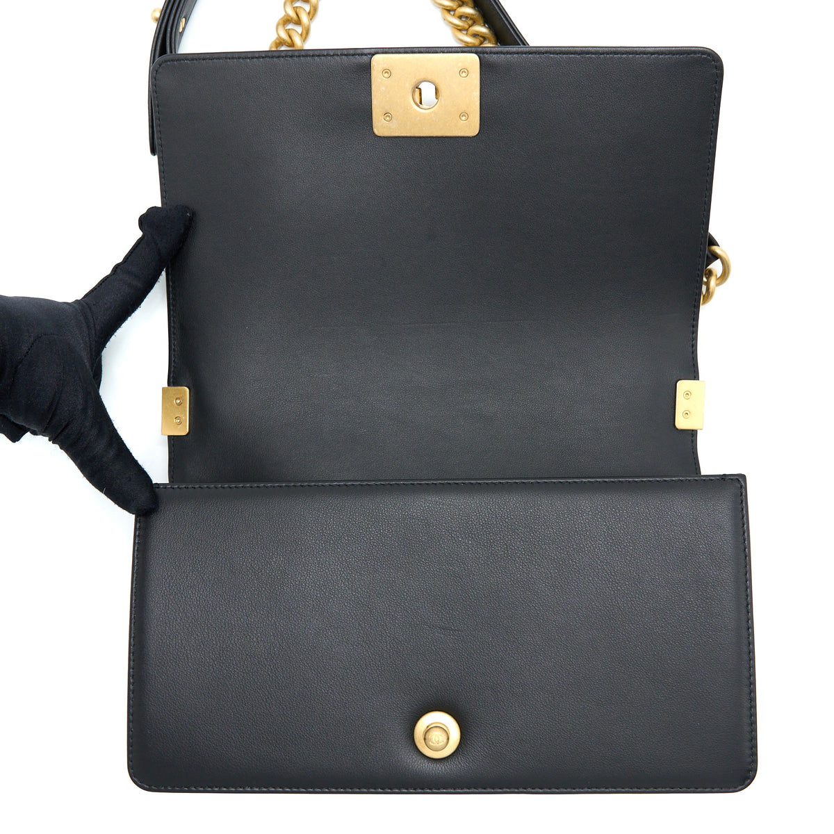 Chanel Medium Boy Bag Calfskin Black GHW (Microchip)