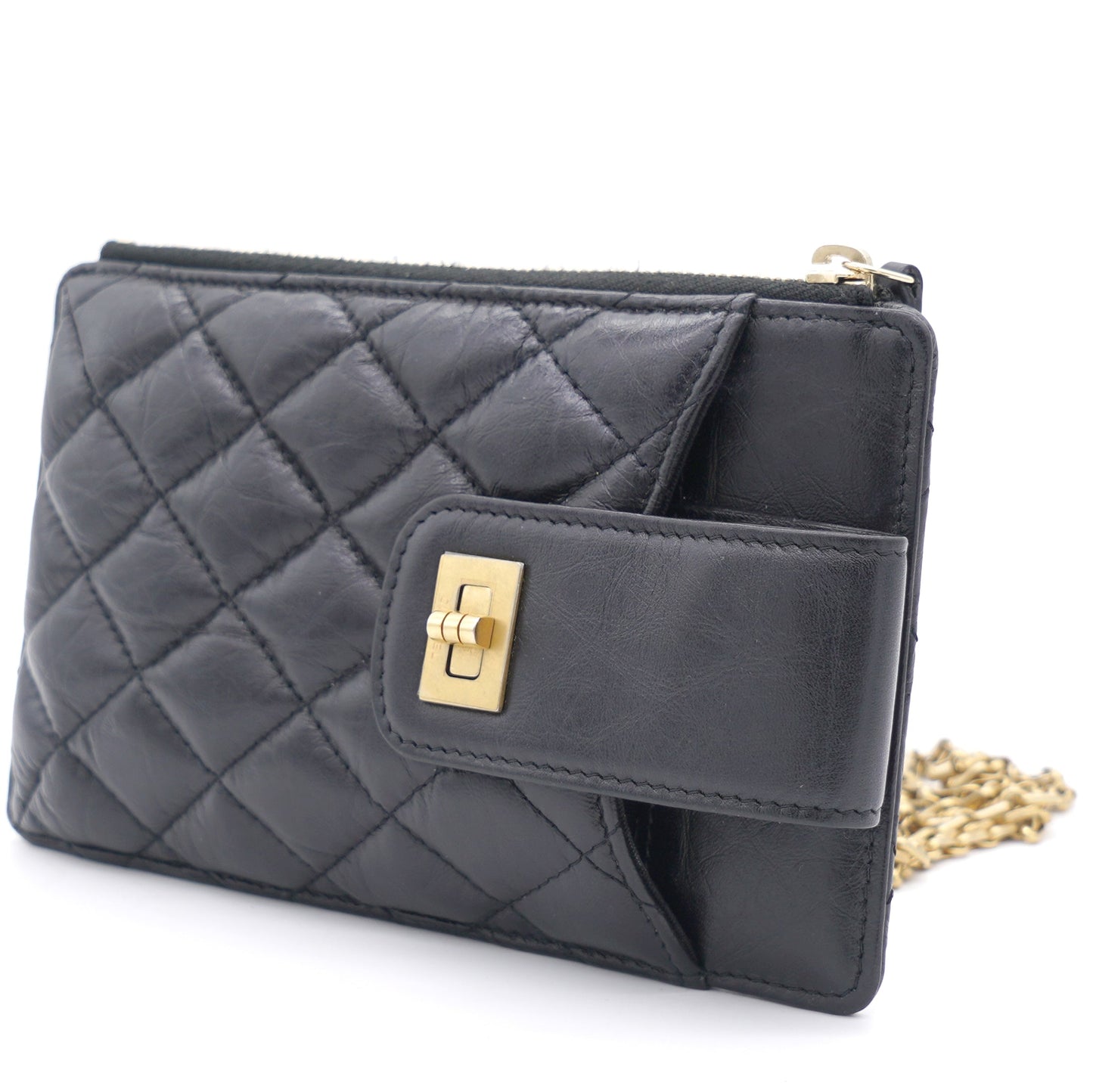 Chanel 2.55 Calfskin Quilted Small Phone Case With Chain