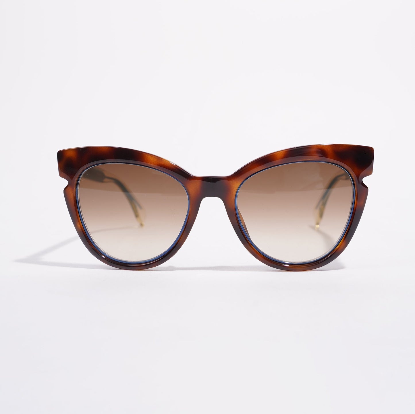 Fendi Womens FF0132 S Cat Eye Sunglasses Tortoise Shell Blue 140