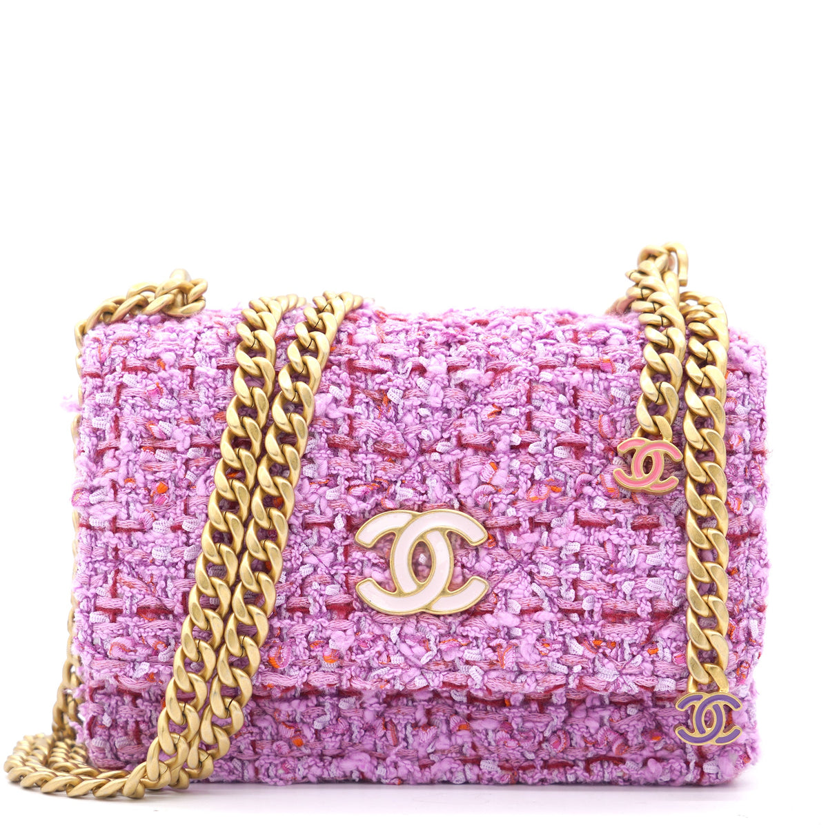 Chanel Pink Tweed Card on Chain
