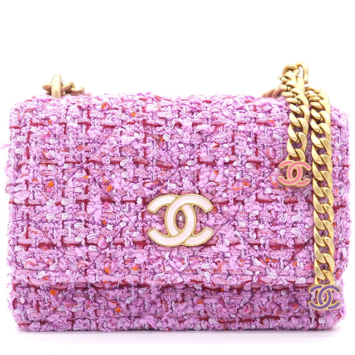 Chanel Pink Tweed Card on Chain