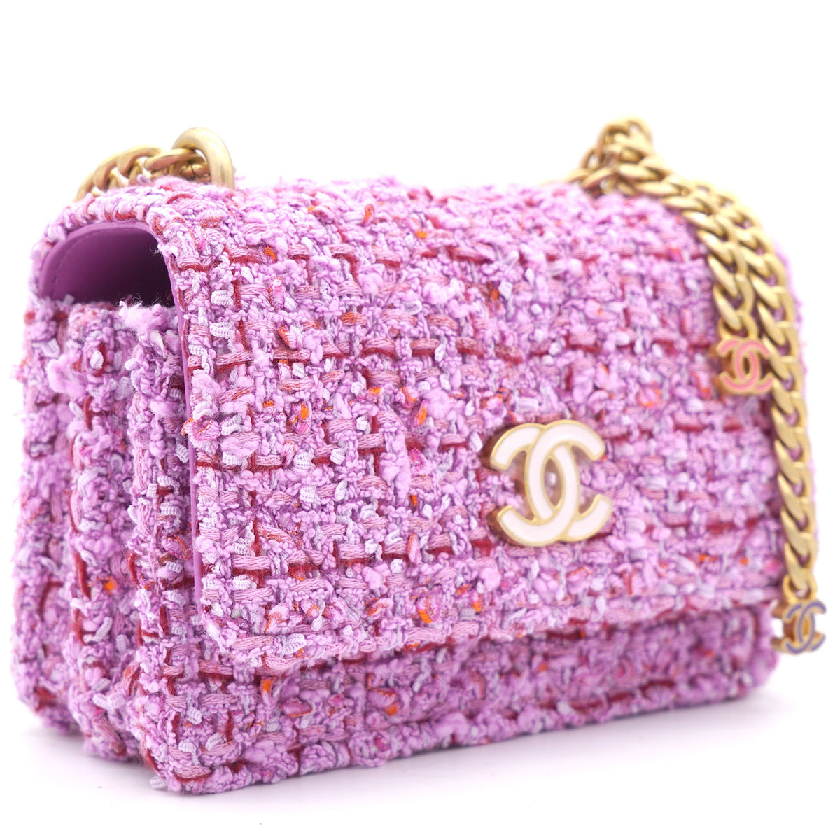 Chanel Pink Tweed Card on Chain