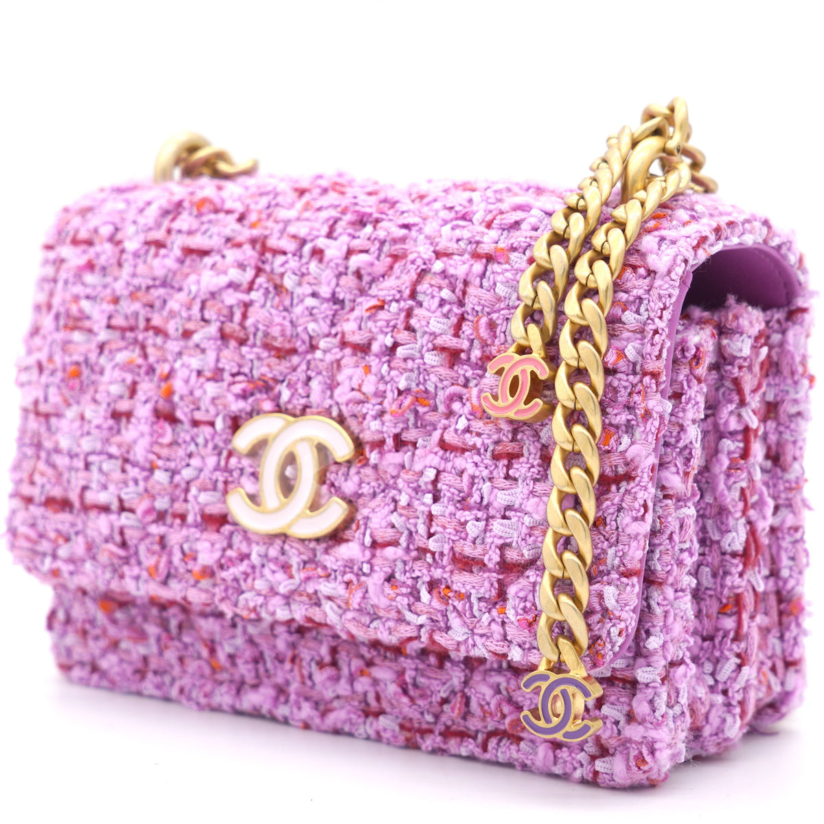 Chanel Pink Tweed Card on Chain