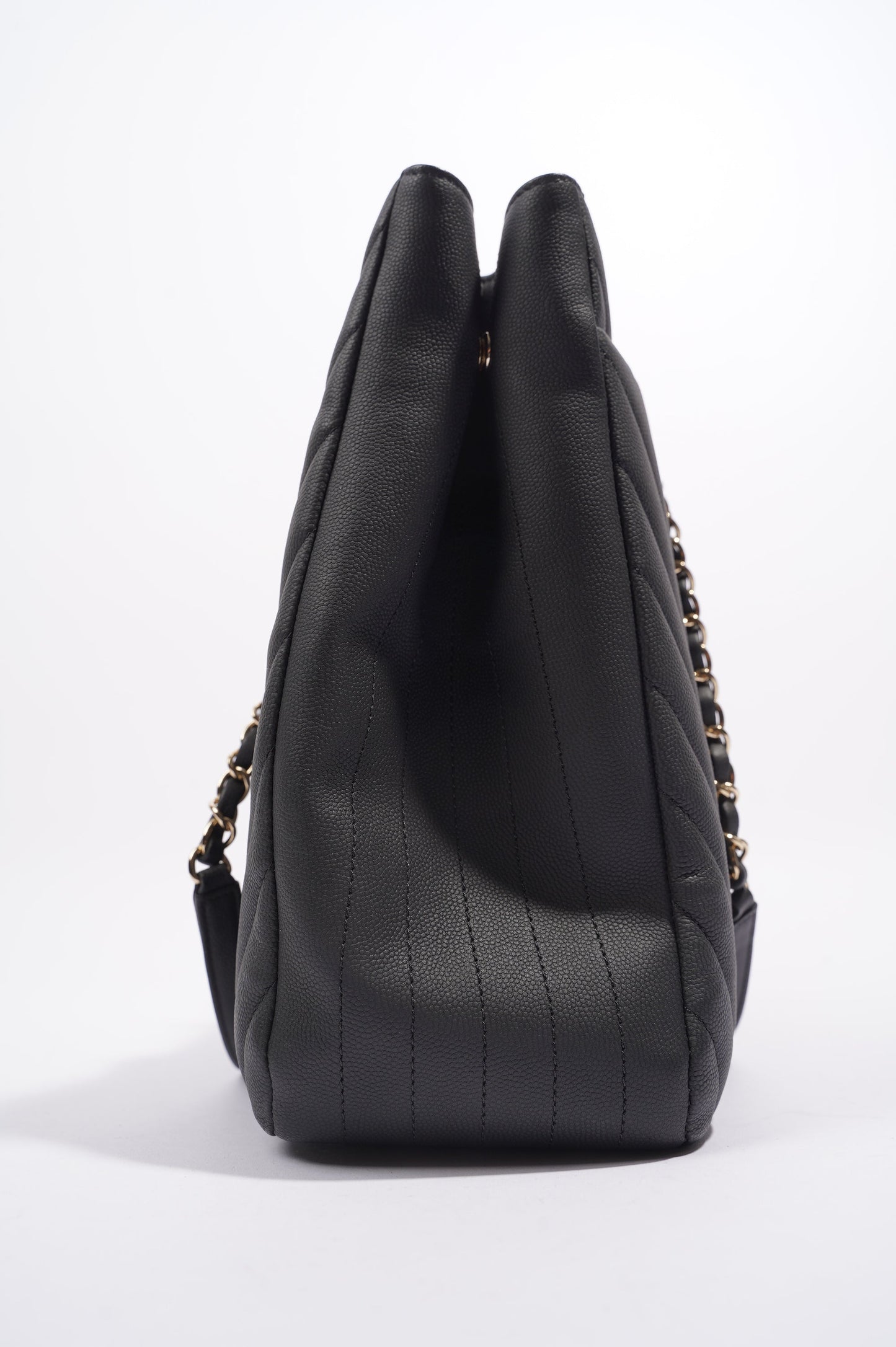 Chanel Womens Lambskin Classic Chevron Timeless Tote Black